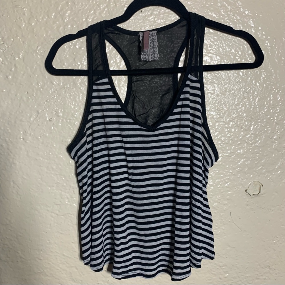 Tank Top White and Black Striped Shirt